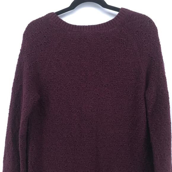 Knitted & Knotted Anthro Coquette V Neck Cranberry Tunic Split Hem Lace Trim M - Picture 11 of 14